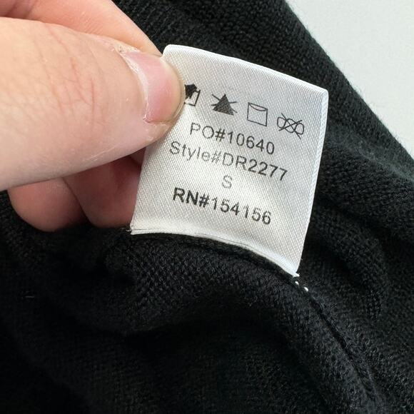 Mod Ref Dress Womens Small Black Knit V Neck Midi Pockets - Picture 5 of 10